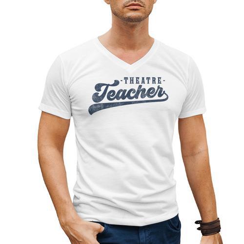 Theatre Teacher Men Women Vintage Graphic Theatre Teacher Men's V-Neck T-Shirt - teacherstshirts.com CA