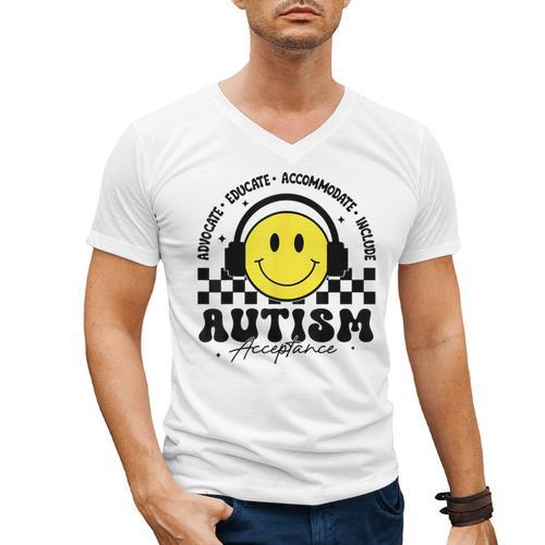 Autism Awareness Acceptance Special Education Teacher Kids Men's V-Neck T-Shirt - teacherstshirts.com CA