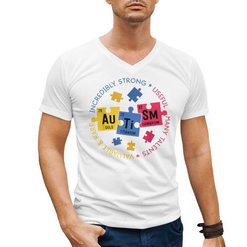 Autism Awareness Shirt Periodic Puzzle Science Teacher Men Women Kids Men's V-Neck T-Shirt - teacherstshirts.com DE