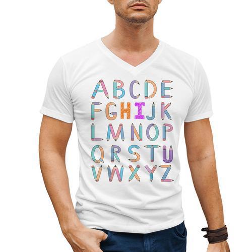 Back To School Kindergarten Alphabet ABC Teacher Women Kids Men's V-Neck T-Shirt - teacherstshirts.com DE