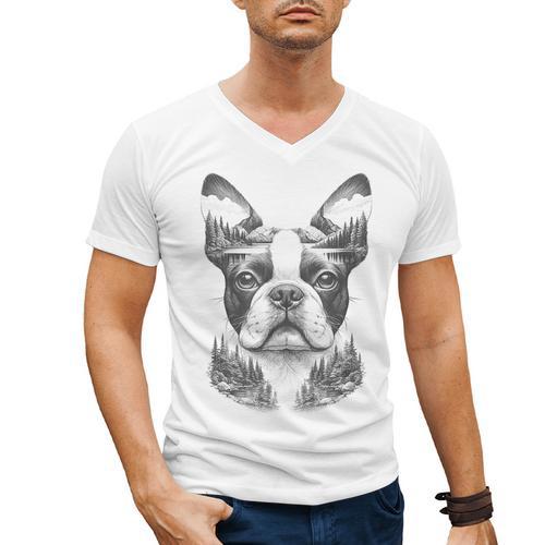 Boston Terrier Dog Bostie Nature Memorial Idea Men Women Men's V-Neck T-Shirt - Bostonterriersmerch.com