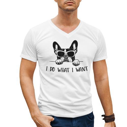 Boston Terrier Dog Owner I Do What I Want Pet Men's V-Neck T-Shirt - Bostonterriersmerch.com