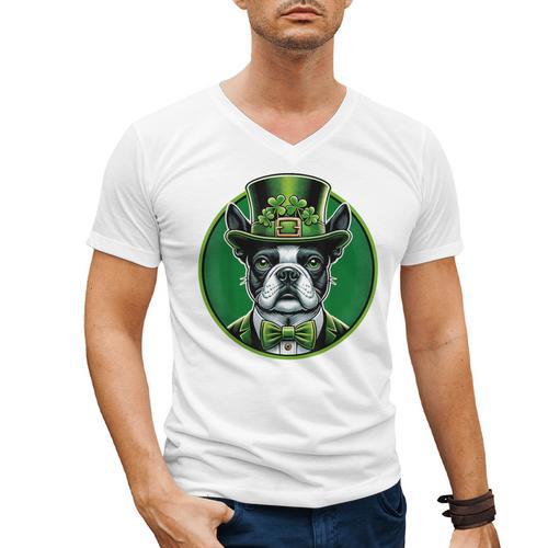 Boston Terrier Dog St Patricks Day Irish Pet Lover Men Women Kids Men's V-Neck T-Shirt - Bostonterriersmerch.com