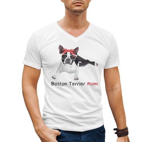 Boston Terrier Mom Bandana Boston Terrier Dog Men's V-Neck T-Shirt - Bostonterriersmerch.com