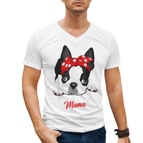 Boston Terrier Mum Dog Woman Idea Men's V-Neck T-Shirt - Bostonterriersmerch.com