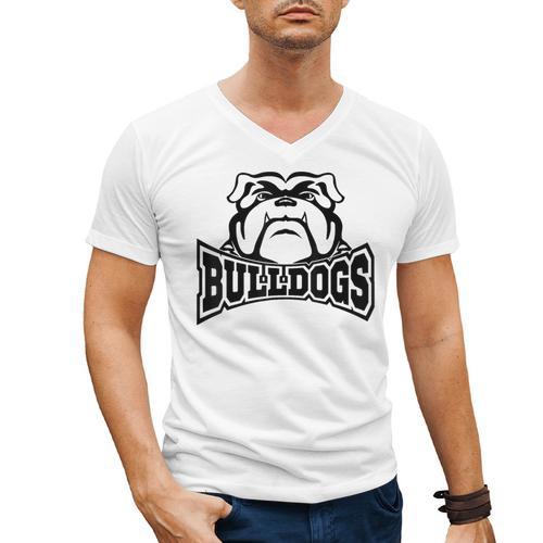 Bulldogs Teacher Student School Sports Fan Team Spirit Men's V-Neck T-Shirt - teacherstshirts.com CA