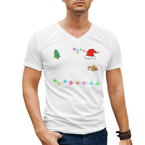 Is It Christmas Break Yet Teacher Xmas Light Santa Hat Men's V-Neck T-Shirt - teacherstshirts.com