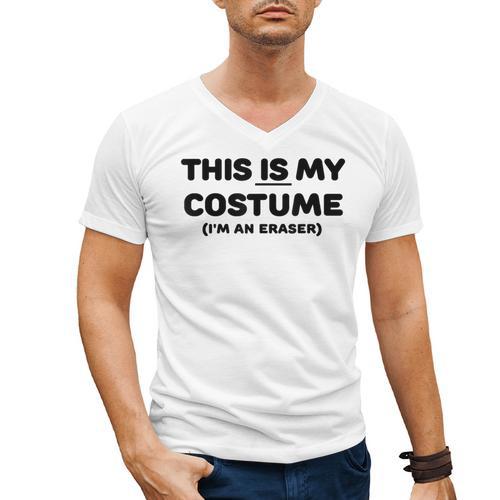 THIS IS MY COSTUME Eraser Teacher Halloween Costume Men's V-Neck T-Shirt - teacherstshirts.com CA