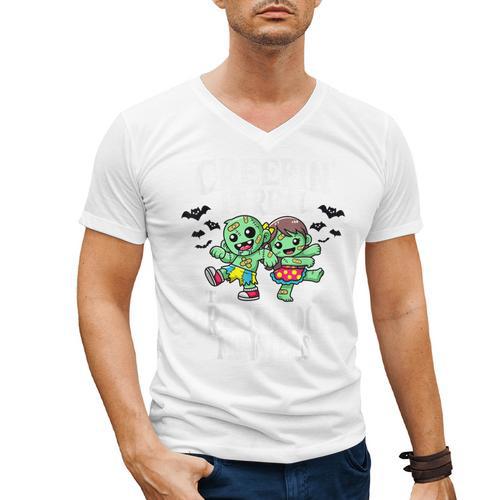 Creepin It Real Monster School Preschool Teacher Halloween Men's V-Neck T-Shirt - teacherstshirts.com UK
