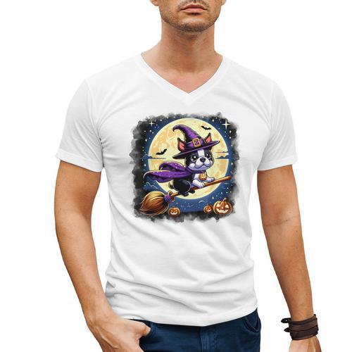 Cute Boston Terrier Halloween Costume Dog Lover Women Girls Men's V-Neck T-Shirt - Bostonterriersmerch.com AU