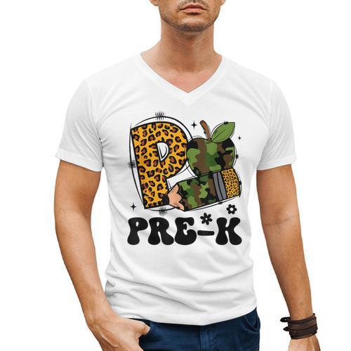 Cute Camo Pre K Back To School Teacher Kid Preschool Men's V-Neck T-Shirt - teacherstshirts.com UK