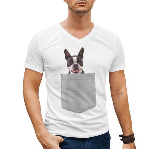 Dog In Your Pocket Boston Terrier For Men Women Girls Kids Men's V-Neck T-Shirt - Bostonterriersmerch.com