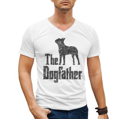 The Dogfather Boston Terrier Dog Funny Dog Gift T-Shirt For Men Women Girls Kids Men's V-Neck T-Shirt - Bostonterriersmerch.com