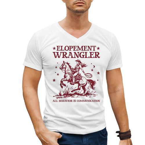 Elopement Wrangler Teacher ABA Behavior Support Cowboy Men's V-Neck T-Shirt - teacherstshirts.com UK