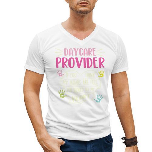 Full Heart Daycare Provider Nanny Au Pair Pre-K Teacher Men's V-Neck T-Shirt - teacherstshirts.com