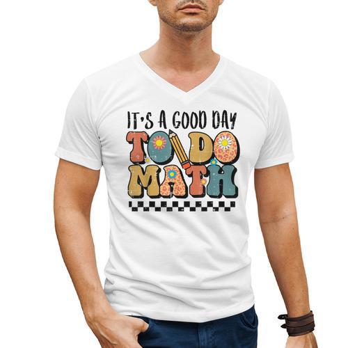 Good Day To Do Math Teacher Vintage Groovy Nerd Women Men Men's V-Neck T-Shirt - teacherstshirts.com DE