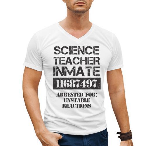 Halloween Science Teacher Prisoner Costume Men's V-Neck T-Shirt - teacherstshirts.com UK