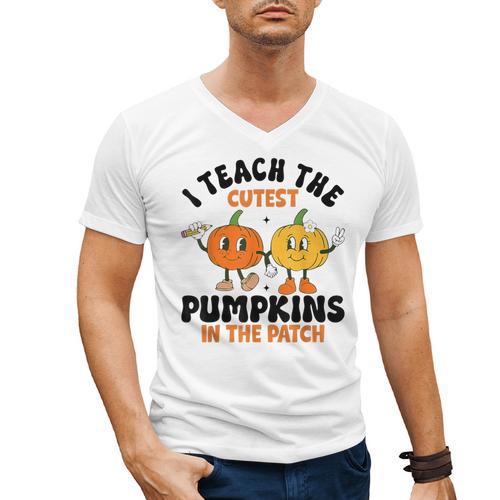 Halloween Teacher I Teach The Cutest Pumpkins In The Patch Men's V-Neck T-Shirt - teacherstshirts.com AU