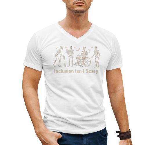 Inclusion Isn't Scary Skeleton Halloween Sped Teacher Premium Tri-Blend Men's V-Neck T-Shirt - teacherstshirts.com DE