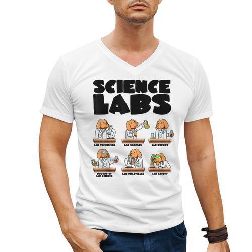 Labrador Retriever Science Labs Dog Lover Teacher Men's V-Neck T-Shirt - teacherstshirts.com UK