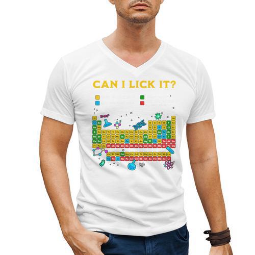 Can I Lick It Periodic Table Science Teacher Student Premium Tri-Blend Men's V-Neck T-Shirt - teacherstshirts.com CA