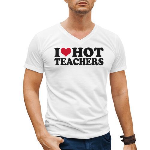 I Love Hot Teachers Men Women Men's V-Neck T-Shirt - teacherstshirts.com AU