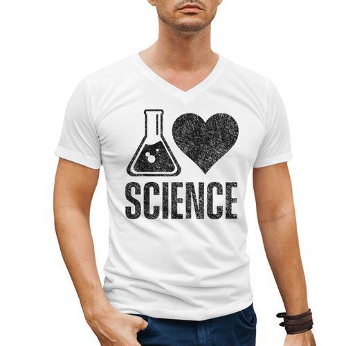 I Love Science Lover Teacher Scientist Sciences Men's V-Neck T-Shirt - teacherstshirts.com AU