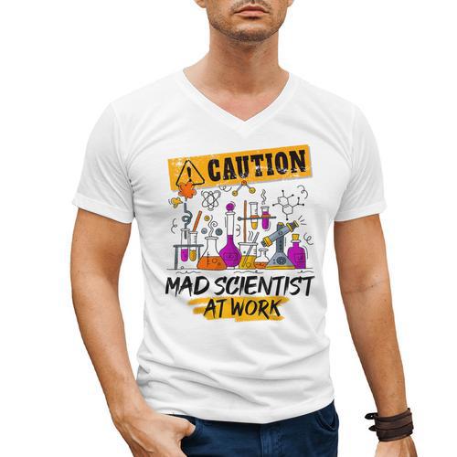 Mad Scientist Halloween Costume Science Teacher Men's V-Neck T-Shirt - teacherstshirts.com