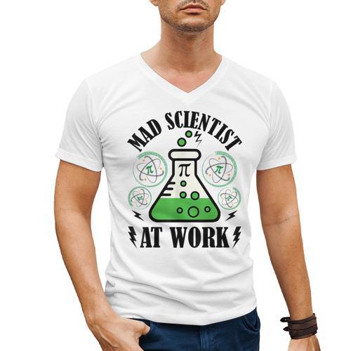 Mad Scientist Science Teacher Halloween Costume Teen Girls Men's V-Neck T-Shirt - teacherstshirts.com UK