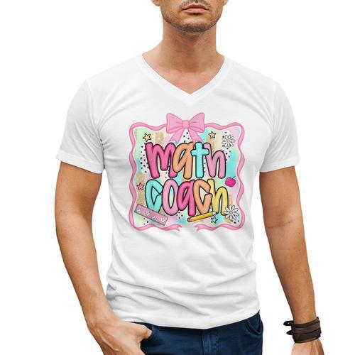 Math Coach Back To School Math Teacher Men's V-Neck T-Shirt - teacherstshirts.com UK