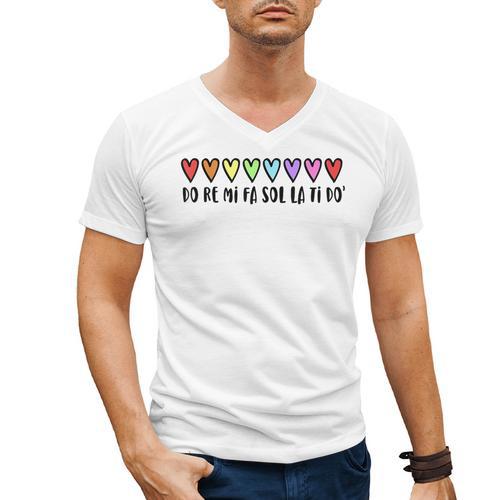 Music Teacher Hearts Music Teaching Men's V-Neck T-Shirt - teacherstshirts.com