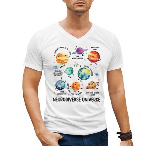 Neurodiverse Universe Space Planet Special Education Teacher Men's V-Neck T-Shirt - teacherstshirts.com