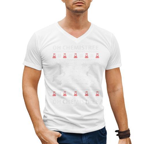 Oh Chemistree Ugly Christmas Sweater Science Student Teacher Men's V-Neck T-Shirt - teacherstshirts.com DE