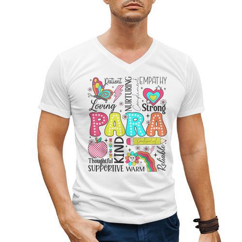 Para Paraprofessional Paraeducator Teacher Back To School Men's V-Neck T-Shirt - teacherstshirts.com