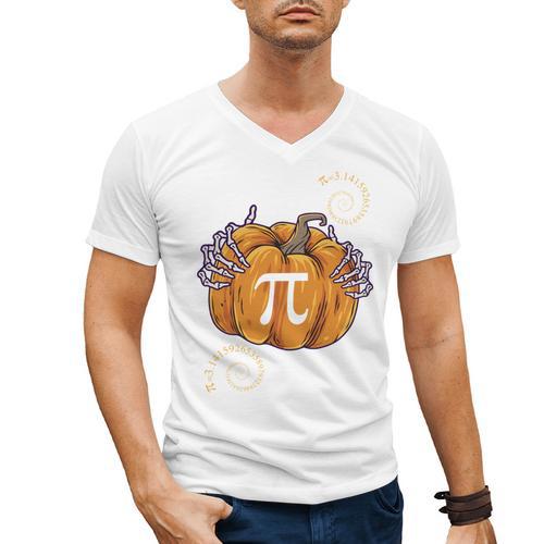 Pi Day Pumpkin Pi Math Teacher Halloween Costume Men's V-Neck T-Shirt - teacherstshirts.com