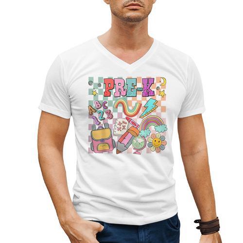 Pre K Back To School Teacher Student Men Women Kids Men's V-Neck T-Shirt - teacherstshirts.com AU