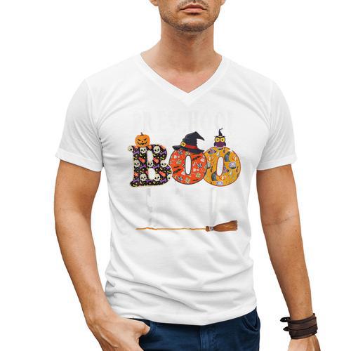 Preschool Boo Crew Teacher Halloween Men's V-Neck T-Shirt - teacherstshirts.com AU