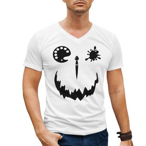 Pumpkin Artist Halloween Art Teacher Men's V-Neck T-Shirt - teacherstshirts.com AU