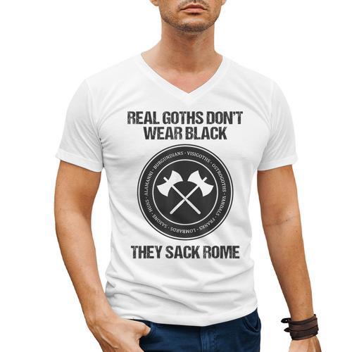 Real Goths Sack Rome History Teacher Men's V-Neck T-Shirt - teacherstshirts.com UK