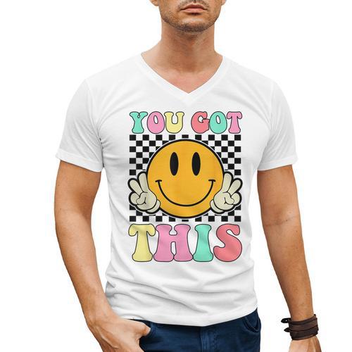 You Got This Retro Smile Motivational Testing Day Teacher Men's V-Neck T-Shirt - teacherstshirts.com DE