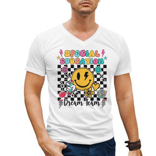 Retro Special Education Squad Groovy Dream Team Teacher Men's V-Neck T-Shirt - teacherstshirts.com UK