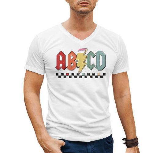 Rock Abcd Back To School Abcd Preschool Teacher Appreciation Men's V-Neck T-Shirt - teacherstshirts.com AU