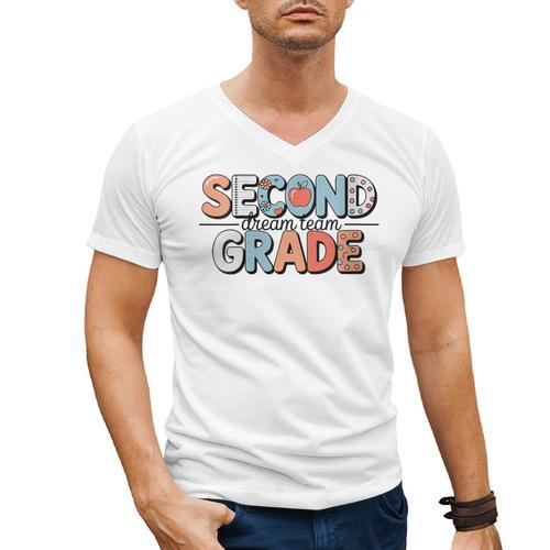 Second Grade Dream Team Back To School 2nd Grade Teacher Men's V-Neck T-Shirt - teacherstshirts.com AU