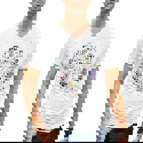 Special Education Teacher Halloween Pumpkin Ghost Inclusion Men&#x27;s V-Neck T-Shirt - teacherstshirts.com