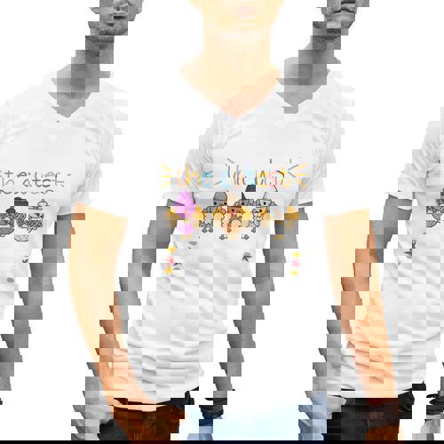 I Teach The Cutest Turkeys School Teachers Thanksgiving Men&#x27;s V-Neck T-Shirt - teacherstshirts.com