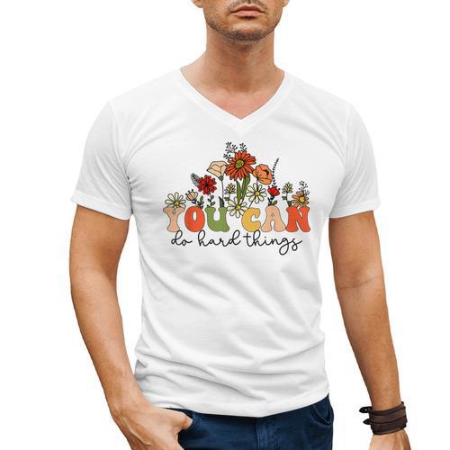 Test Day Teacher Shirt You Can Do Hard Things Women Kids Men's V-Neck T-Shirt - teacherstshirts.com AU