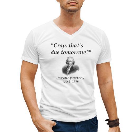 Thomas Jefferson USA History Teacher Student Men's V-Neck T-Shirt - teacherstshirts.com UK