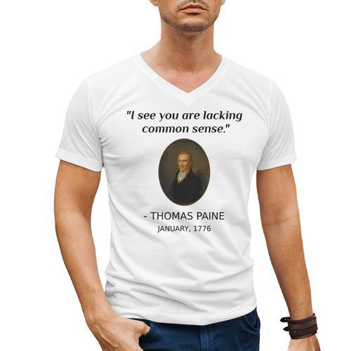 Thomas Paine Common Sense USA History Teacher Student Men's V-Neck T-Shirt - teacherstshirts.com AU