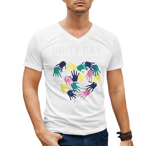 Together Against Bullying Unity Day Teachers Kids Toddler Men's V-Neck T-Shirt - teacherstshirts.com DE