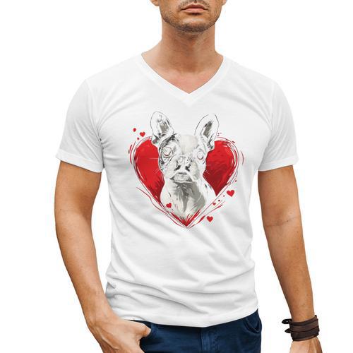 Valentine's Day Boston Terrier Dog Men's V-Neck T-Shirt - Bostonterriersmerch.com